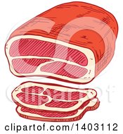 Clipart Of Sketched Bacon Royalty Free Vector Illustration