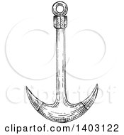Clipart Of A Black And White Sketched Anchor Royalty Free Vector Illustration