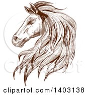 Poster, Art Print Of Brown Sketched Horse Head