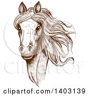 Poster, Art Print Of Brown Sketched Horse Head