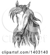 Poster, Art Print Of Dark Gray Sketched Horse Head