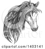 Poster, Art Print Of Dark Gray Sketched Horse Head