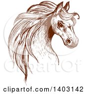 Poster, Art Print Of Brown Sketched Horse Head