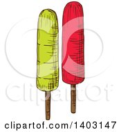 Clipart Of Sketched Popsicles Royalty Free Vector Illustration