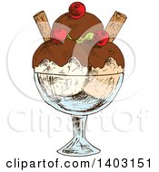 Poster, Art Print Of Sketched Ice Cream Sundae