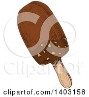 Clipart Of A Sketched Fudge Pop Royalty Free Vector Illustration