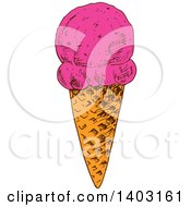 Poster, Art Print Of Sketched Waffle Ice Cream Cone
