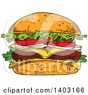 Poster, Art Print Of Sketched Cheeseburger