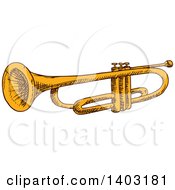 Poster, Art Print Of Sketched Trumpet