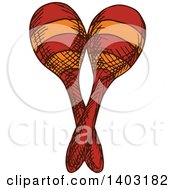 Clipart Of A Sketched Pair Of Maracas Royalty Free Vector Illustration