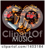 Poster, Art Print Of Heart Made Of Instruments With Text On Black