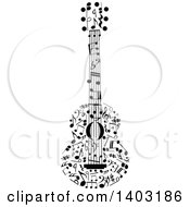 Black And White Guitar Made Of Music Notes