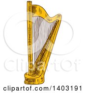 Poster, Art Print Of Sketched Harp