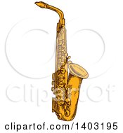 Poster, Art Print Of Sketched Saxophone