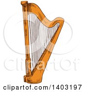 Clipart Of A Sketched Harp Royalty Free Vector Illustration by Vector Tradition SM