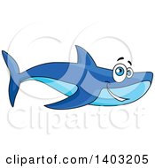 Poster, Art Print Of Cartoon Happy Blue Shark