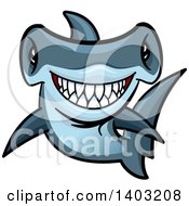 Poster, Art Print Of Cartoon Tough Blue Hammerhead Shark