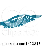 Clipart Of A Teal Feathered Bird Or Angel Wing Royalty Free Vector Illustration
