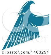 Clipart Of A Teal Feathered Bird Or Angel Wing Royalty Free Vector Illustration