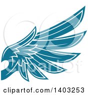 Poster, Art Print Of Teal Feathered Bird Or Angel Wing