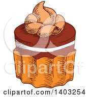 Clipart Of A Sketched Cupcake Royalty Free Vector Illustration