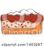 Clipart Of A Sketched Slice Of Cake Royalty Free Vector Illustration