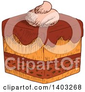 Clipart Of A Sketched Slice Of Cake Royalty Free Vector Illustration