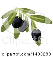 Poster, Art Print Of Branch With Black Olives And Leaves