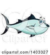 Clipart Of A Cartoon Blue Tuna Fish Royalty Free Vector Illustration