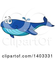 Poster, Art Print Of Cartoon Happy Blue Whale