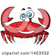 Clipart Of A Cartoon Happy Red Crab Royalty Free Vector Illustration