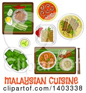 Poster, Art Print Of Sketched Setting Of Malaysian Foods With Text