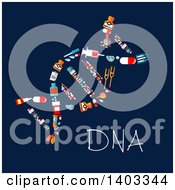 Clipart Of A Flat Design Dna Strand Made Of Medical Items On Blue Royalty Free Vector Illustration