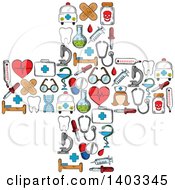 Poster, Art Print Of Cross Formed Of Medical Items