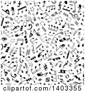 Poster, Art Print Of Seamless Background Pattern Of Black Music Notes