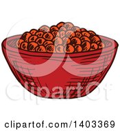 Sketched Bowl Of Red Caviar