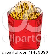 Poster, Art Print Of Sketched Carton Of French Fries