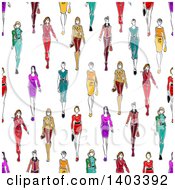 Clipart Of A Seamless Background Pattern Of Sketched Models Royalty Free Vector Illustration