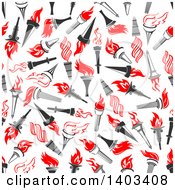 Poster, Art Print Of Seamless Background Pattern Of Torches