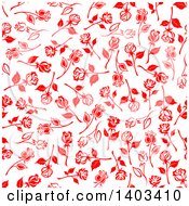 Clipart Of A Seamless Background Pattern Of Red Roses Royalty Free Vector Illustration