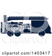 Poster, Art Print Of Silhouetted Fire Truck With Visible Mechanical Parts