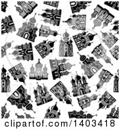 Poster, Art Print Of Seamless Background Pattern Of Churches