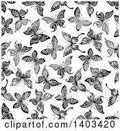 Clipart Of A Seamless Background Pattern Of Butterflies Royalty Free Vector Illustration