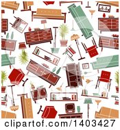 Poster, Art Print Of Seamless Background Pattern Of Retro Furniture