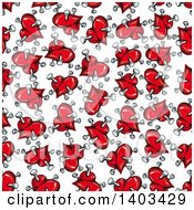 Poster, Art Print Of Seamless Background Pattern Of Hearts And Nails