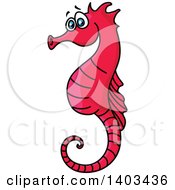 Poster, Art Print Of Cartoon Pink Seahorse