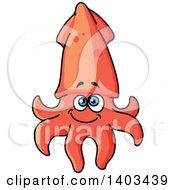 Clipart Of A Cartoon Squid Royalty Free Vector Illustration