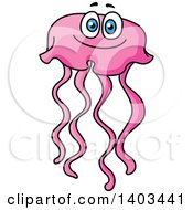 Clipart Of A Cartoon Pink Jellyfish Royalty Free Vector Illustration by Vector Tradition SM