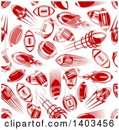 Poster, Art Print Of Seamless Background Pattern Of Red American Footballs