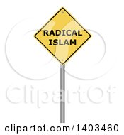 3d Yellow Radical Islam Warning Sign On A White Background